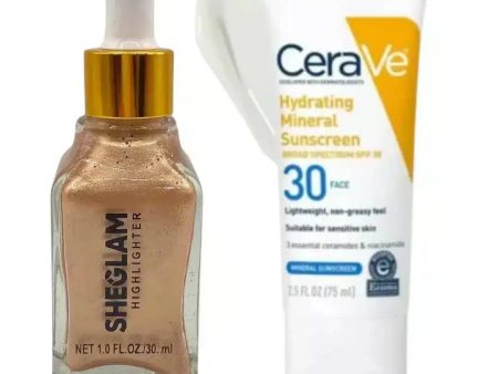 Sun Protection & Glow discounted kit: SPF 30 Face Lotion + Sheglam Highlighter Cheap