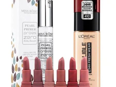 Flawless Face Combo: L Oreal Infallible Foundation, Miss Rose Primer & Lipstick Set | Dermatologists.pk Fashion