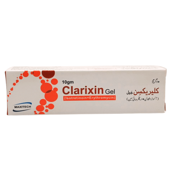 Clarixin Gel (Isotretinoin 0.05% + Erythromycin 2%) - Prescription Acne Treatment | 10GM | Dermatologists.pk Online now