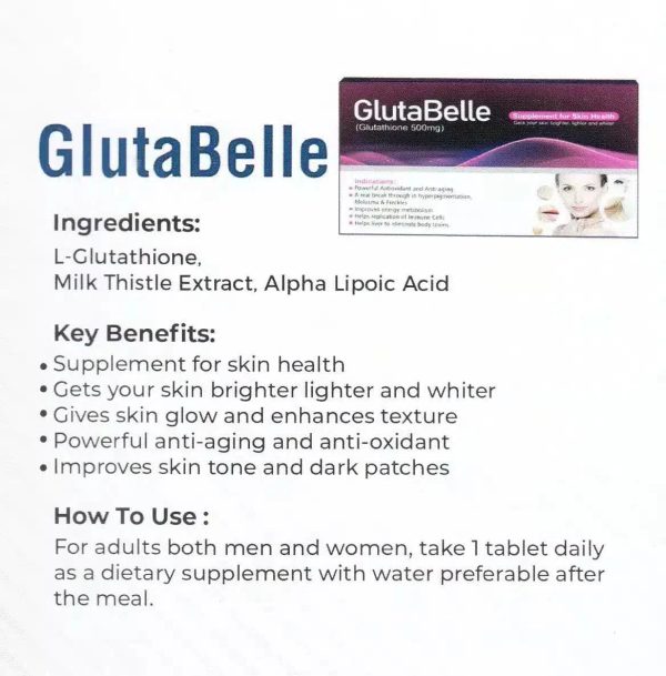 GLUTA BELLE SUPPLEMENT FOR SKIN HEALTH 500mg Online