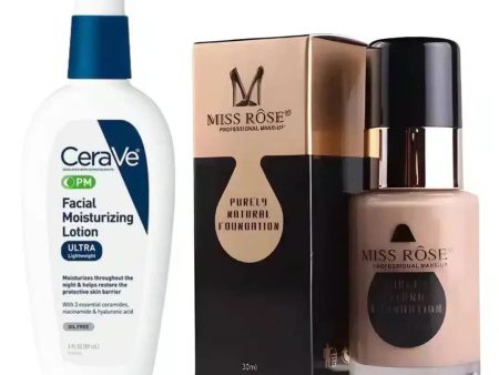 Nighttime Skincare & Flawless Makeup: CeraVe PM + Miss Rose Foundation - sale Discount