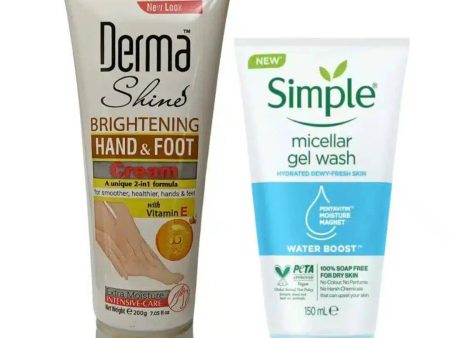 Hand, Foot & Face Care: Derma Shine Cream & Simple Micellar Wash | Dermatologists.pk Sale