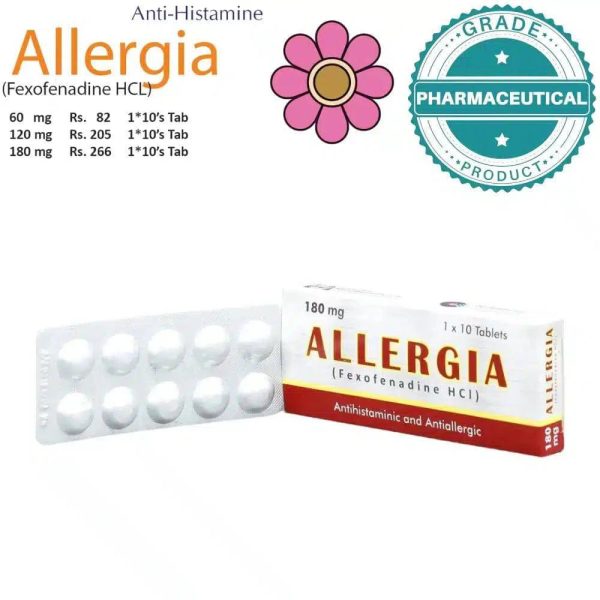 Allergia Tablets 180mg – Fexofenadine Hydrochloride Sale