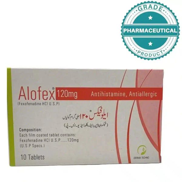 ALOFEX TABLET 120mg (FEXOFENADINE HCI U.S.P) PACK OF 10 TABLETS Fashion